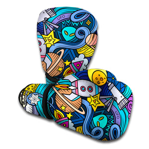 Abstract Cartoon Galaxy Space Print Boxing Gloves