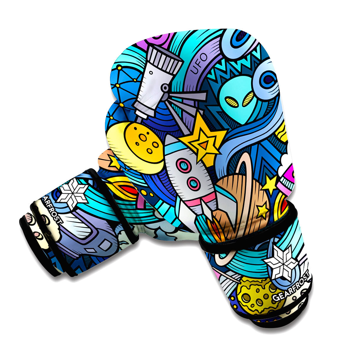 Abstract Cartoon Galaxy Space Print Boxing Gloves