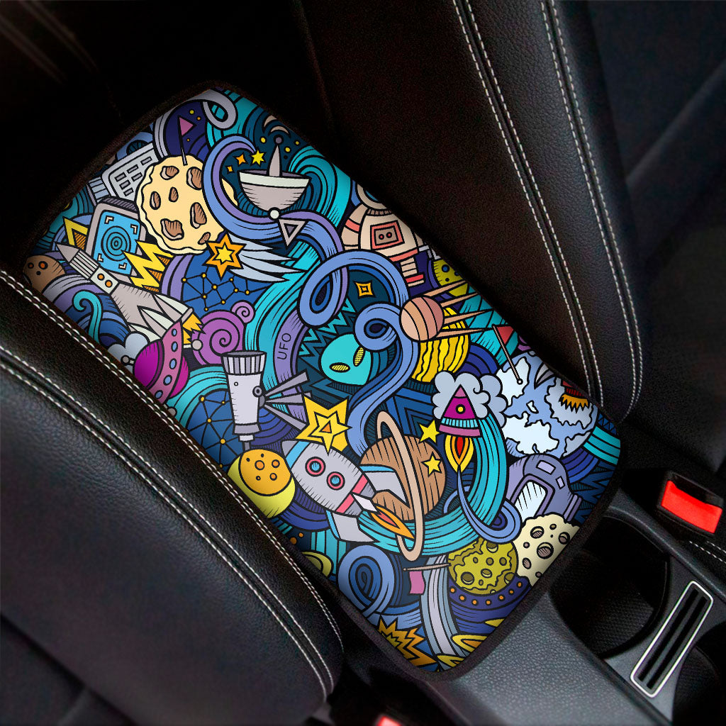 Abstract Cartoon Galaxy Space Print Car Center Console Cover