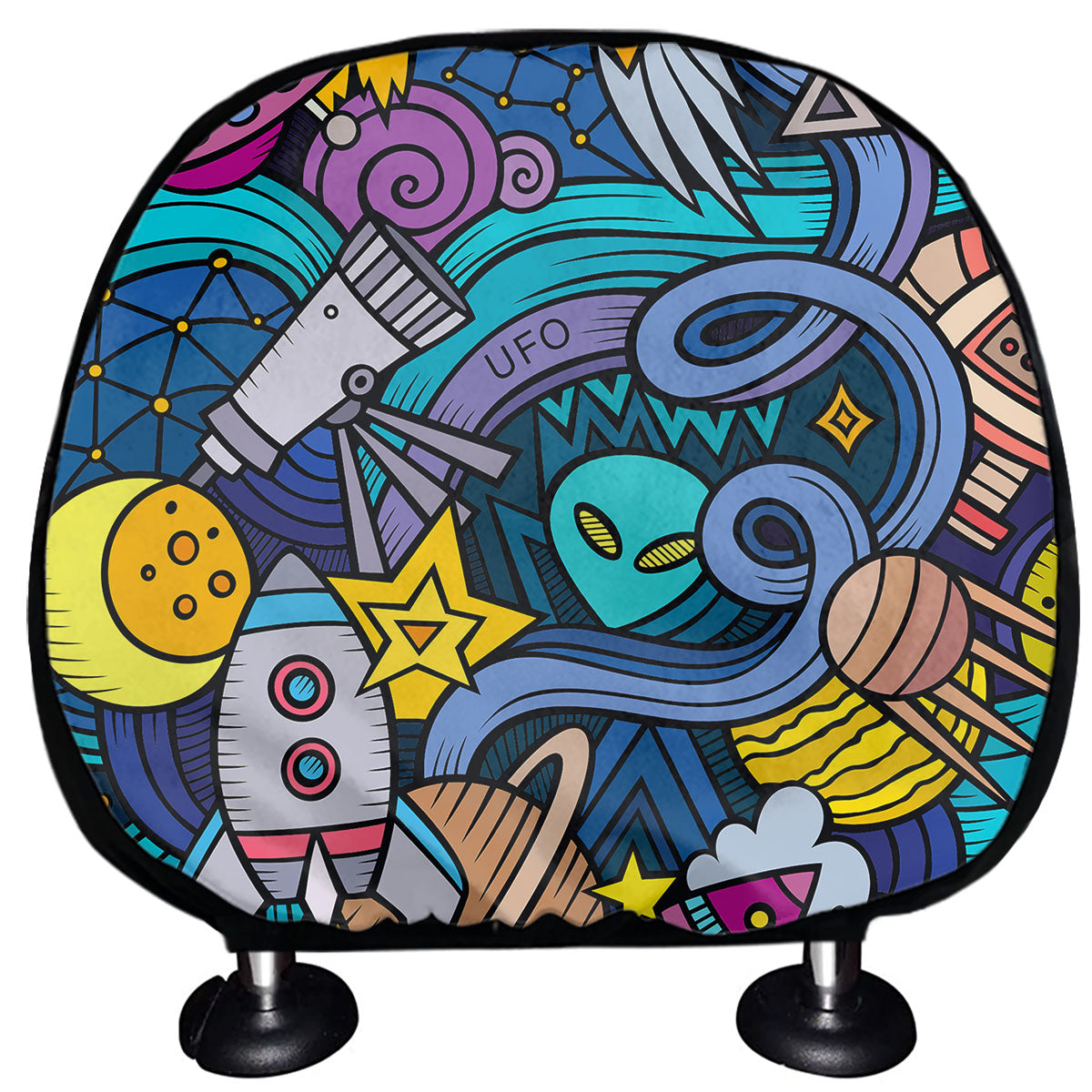 Abstract Cartoon Galaxy Space Print Car Headrest Covers