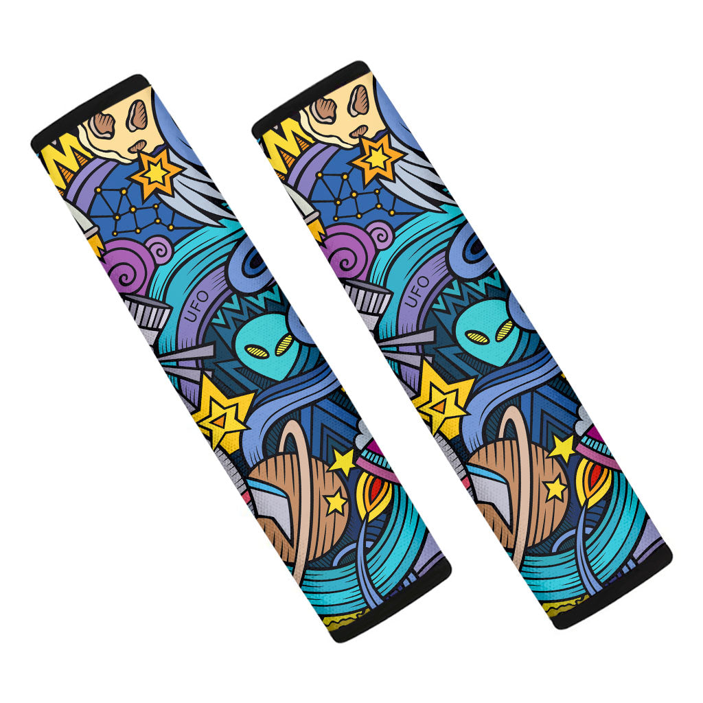 Abstract Cartoon Galaxy Space Print Car Seat Belt Covers