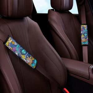 Abstract Cartoon Galaxy Space Print Car Seat Belt Covers