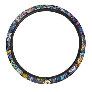 Abstract Cartoon Galaxy Space Print Car Steering Wheel Cover