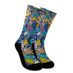 Abstract Cartoon Galaxy Space Print Crew Socks