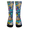 Abstract Cartoon Galaxy Space Print Crew Socks