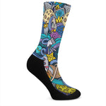 Abstract Cartoon Galaxy Space Print Crew Socks