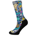 Abstract Cartoon Galaxy Space Print Crew Socks