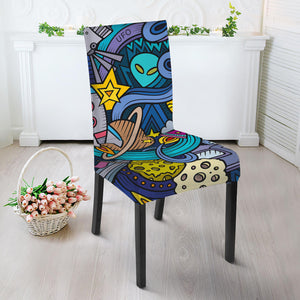 Abstract Cartoon Galaxy Space Print Dining Chair Slipcover