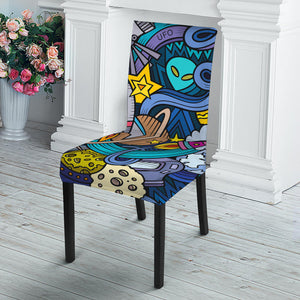 Abstract Cartoon Galaxy Space Print Dining Chair Slipcover