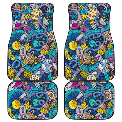 Abstract Cartoon Galaxy Space Print Front and Back Car Floor Mats
