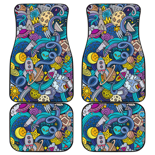 Abstract Cartoon Galaxy Space Print Front and Back Car Floor Mats