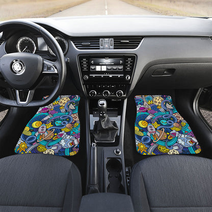 Abstract Cartoon Galaxy Space Print Front and Back Car Floor Mats