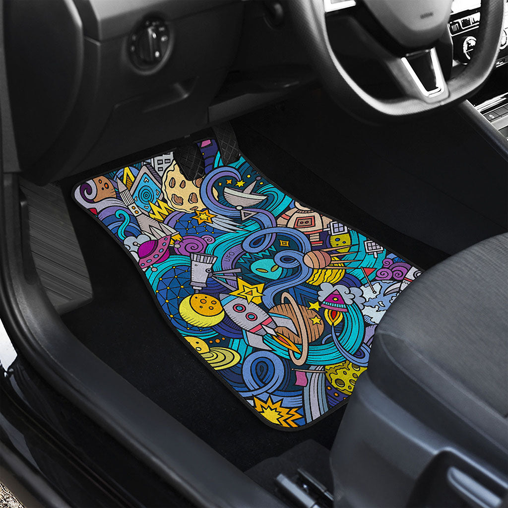 Abstract Cartoon Galaxy Space Print Front and Back Car Floor Mats