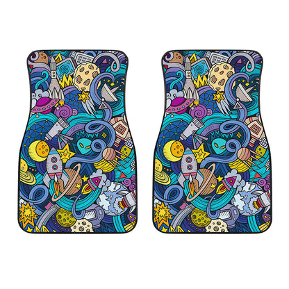 Abstract Cartoon Galaxy Space Print Front Car Floor Mats