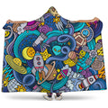 Abstract Cartoon Galaxy Space Print Hooded Blanket