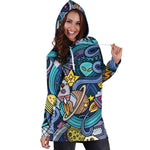 Abstract Cartoon Galaxy Space Print Hoodie Dress GearFrost