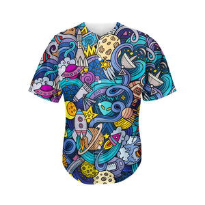 Abstract Cartoon Galaxy Space Print Men's Baseball Jersey