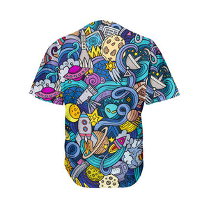 Abstract Cartoon Galaxy Space Print Men's Baseball Jersey