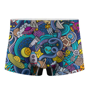 Abstract Cartoon Galaxy Space Print Men's Boxer Briefs