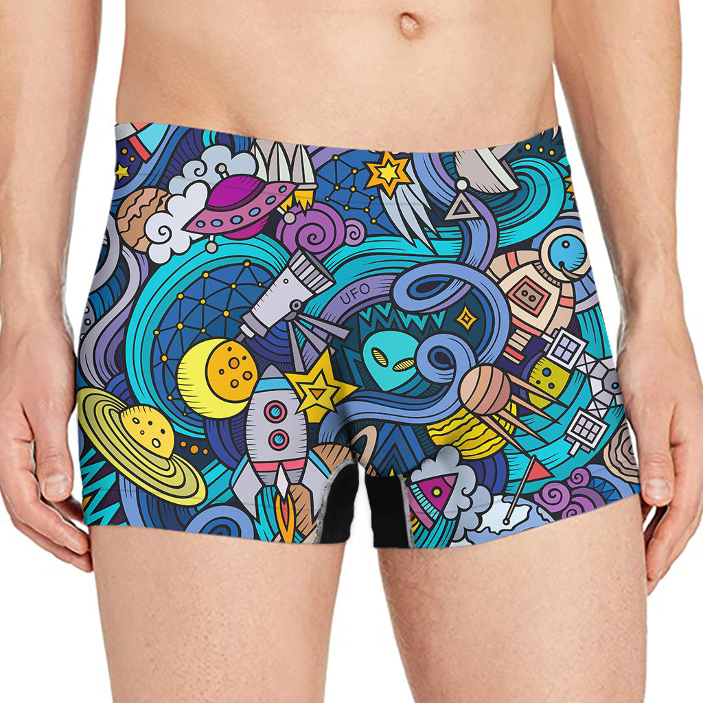 Abstract Cartoon Galaxy Space Print Men's Boxer Briefs