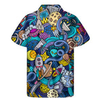 Abstract Cartoon Galaxy Space Print Men's Short Sleeve Shirt