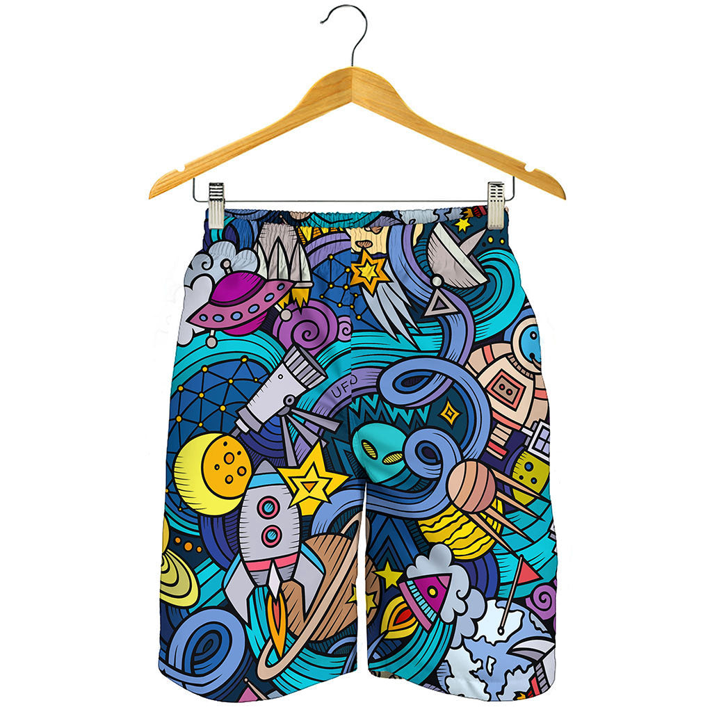 Abstract Cartoon Galaxy Space Print Men's Shorts