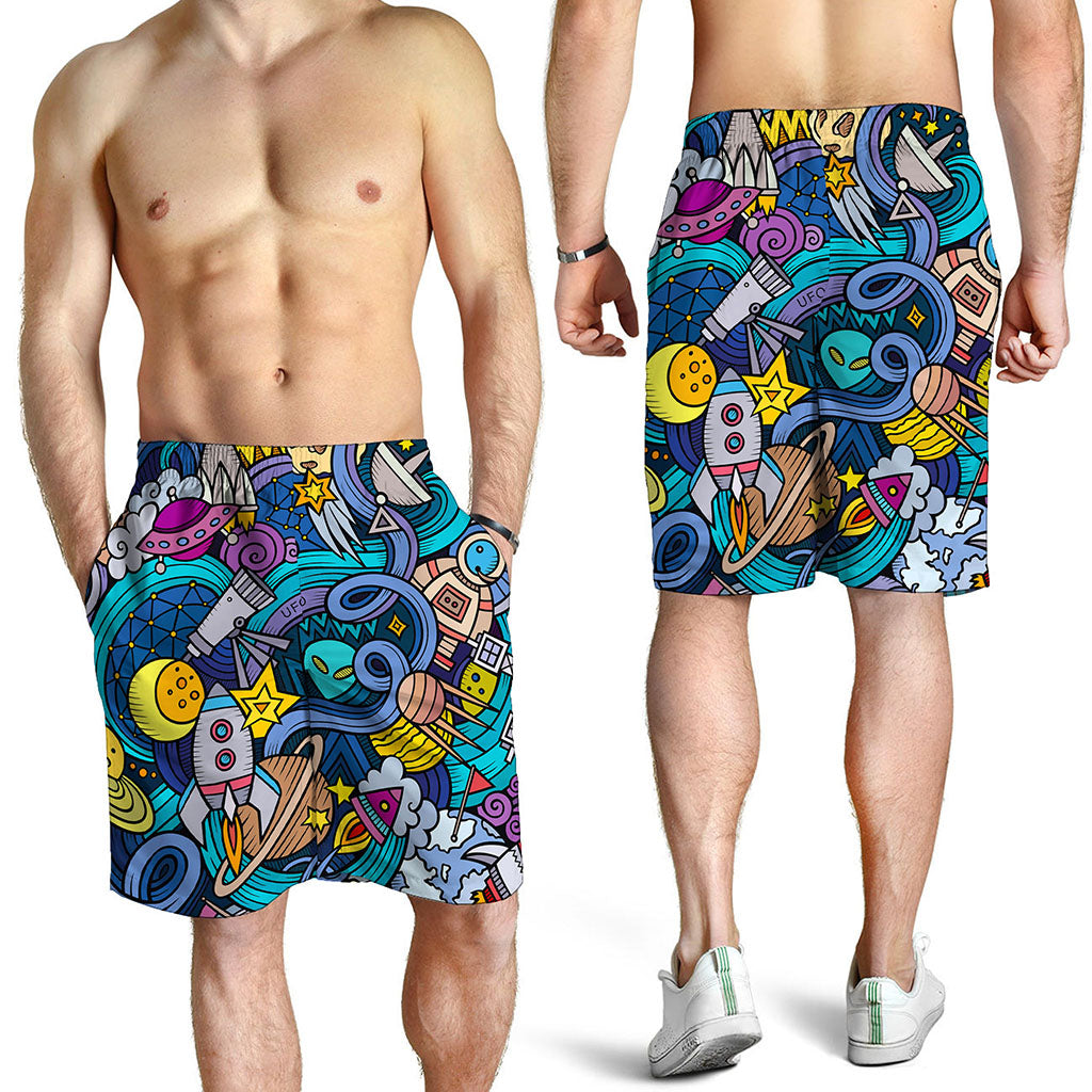 Abstract Cartoon Galaxy Space Print Men's Shorts