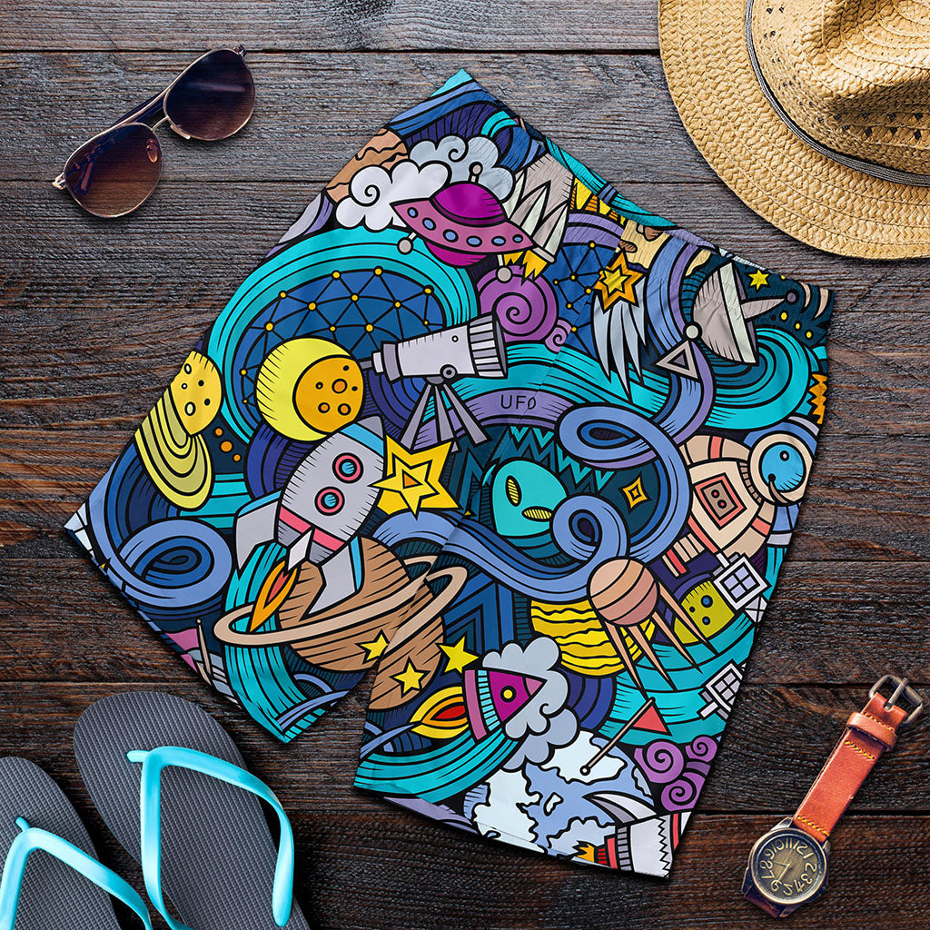 Abstract Cartoon Galaxy Space Print Men's Shorts