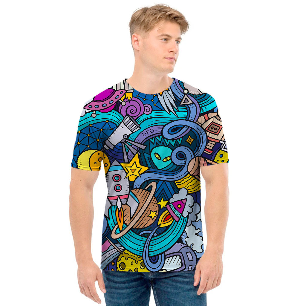 Abstract Cartoon Galaxy Space Print Men's T-Shirt