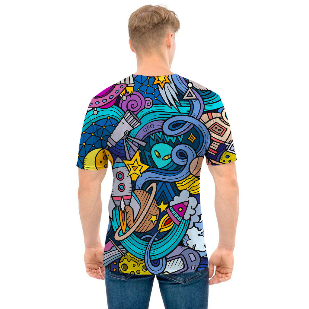Abstract Cartoon Galaxy Space Print Men's T-Shirt