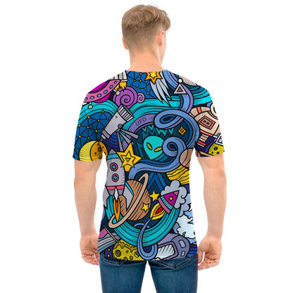 Abstract Cartoon Galaxy Space Print Men's T-Shirt
