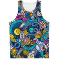 Abstract Cartoon Galaxy Space Print Men's Tank Top