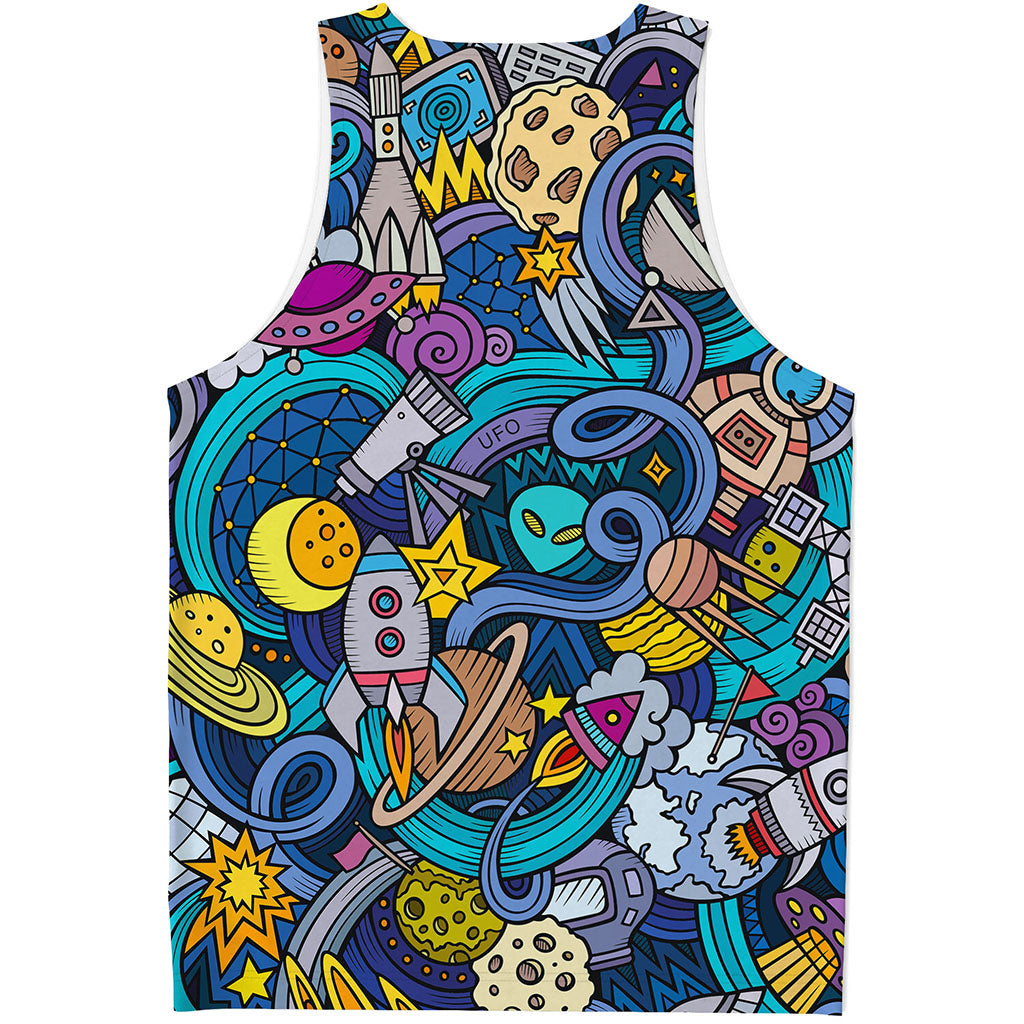 Abstract Cartoon Galaxy Space Print Men's Tank Top