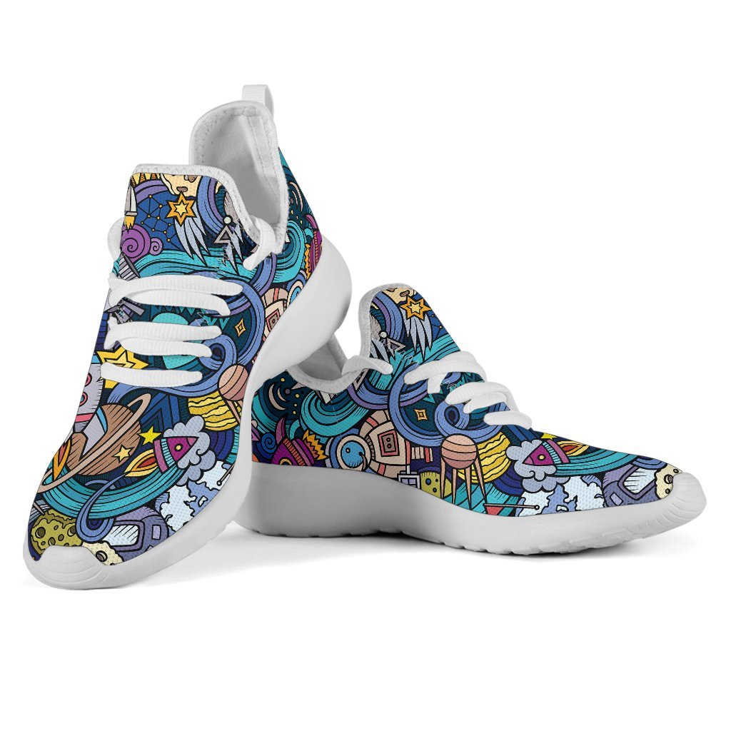 Abstract Cartoon Galaxy Space Print Mesh Knit Shoes GearFrost