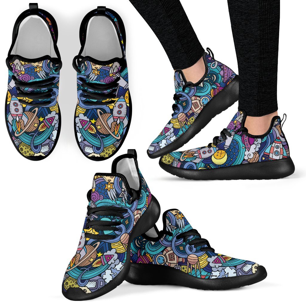Abstract Cartoon Galaxy Space Print Mesh Knit Shoes GearFrost
