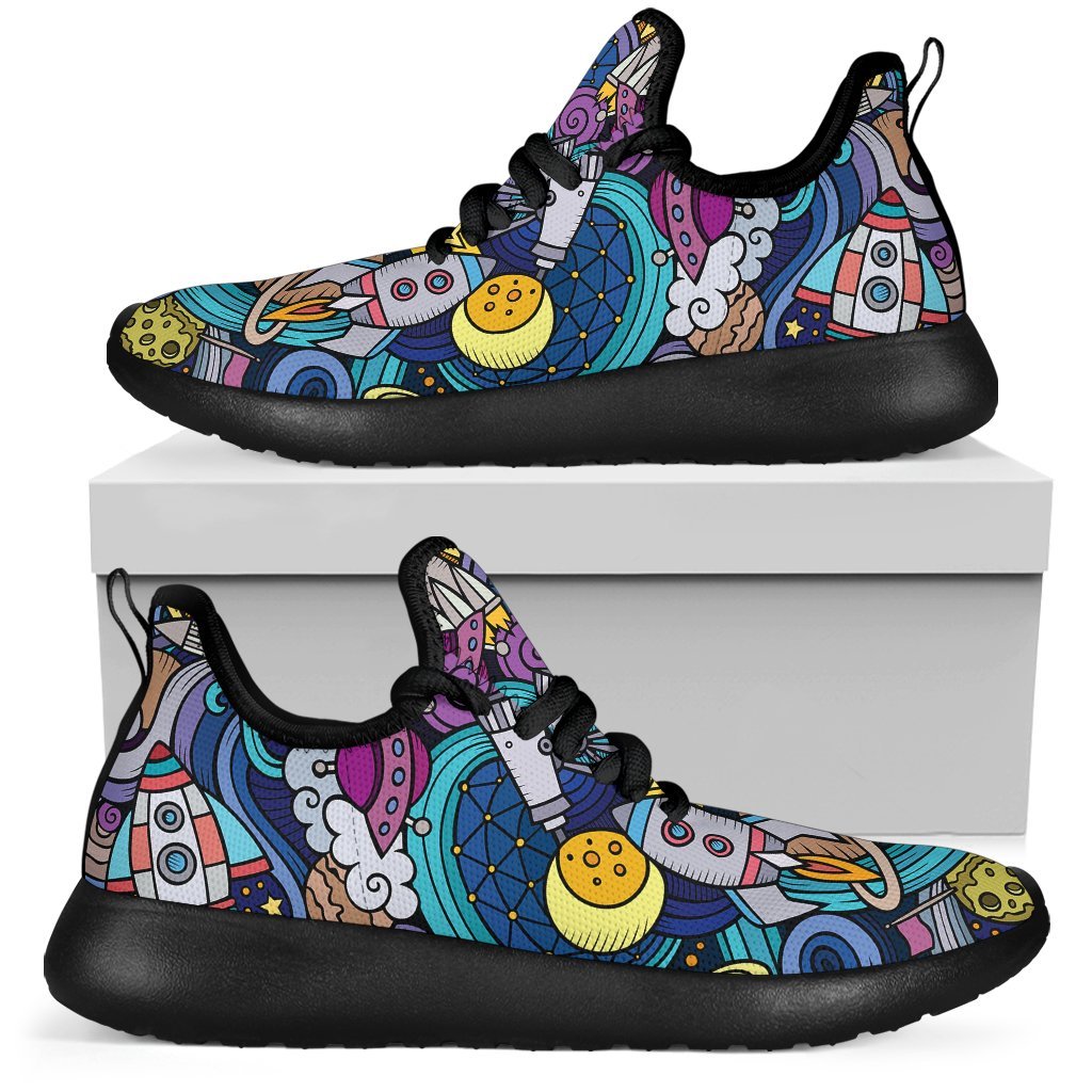 Abstract Cartoon Galaxy Space Print Mesh Knit Shoes GearFrost