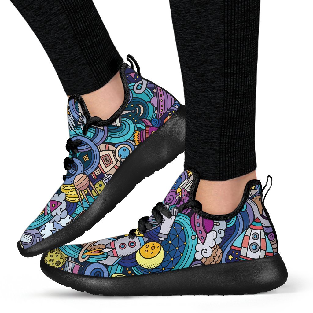 Abstract Cartoon Galaxy Space Print Mesh Knit Shoes GearFrost