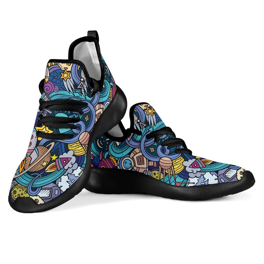 Abstract Cartoon Galaxy Space Print Mesh Knit Shoes GearFrost