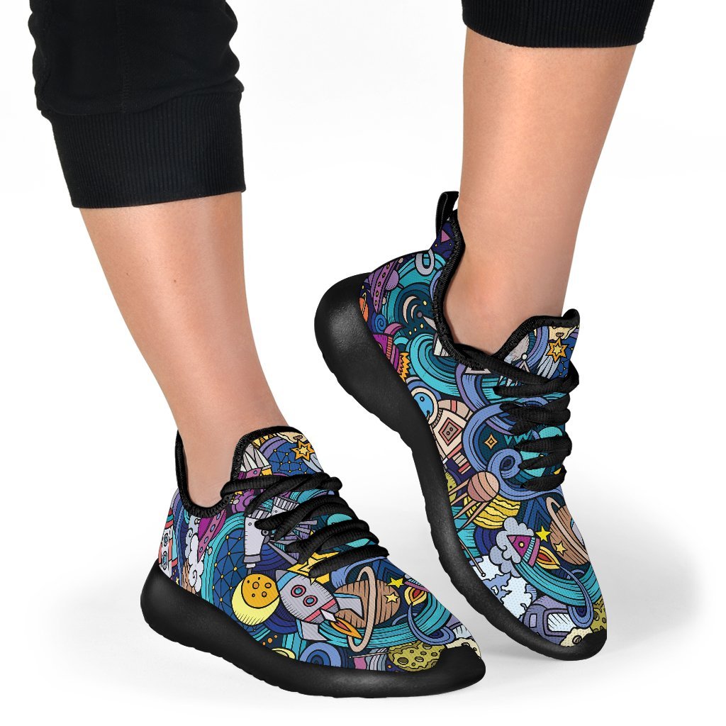 Abstract Cartoon Galaxy Space Print Mesh Knit Shoes GearFrost