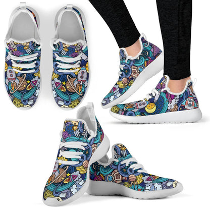 Abstract Cartoon Galaxy Space Print Mesh Knit Shoes GearFrost
