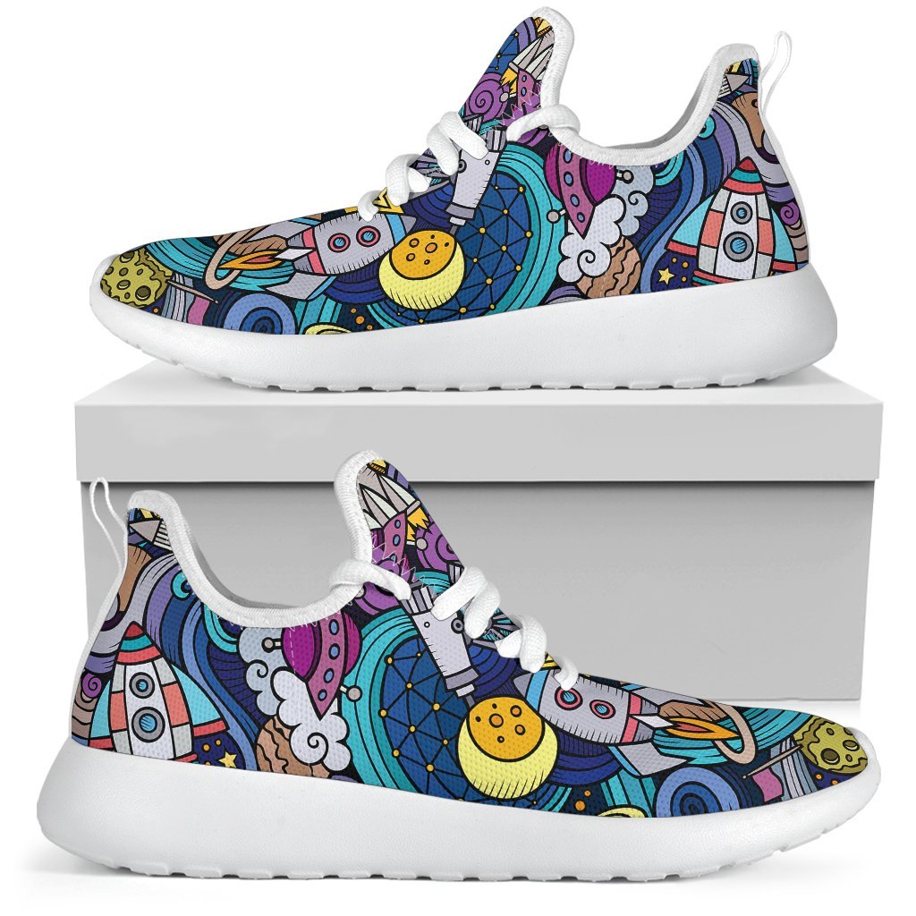 Abstract Cartoon Galaxy Space Print Mesh Knit Shoes GearFrost
