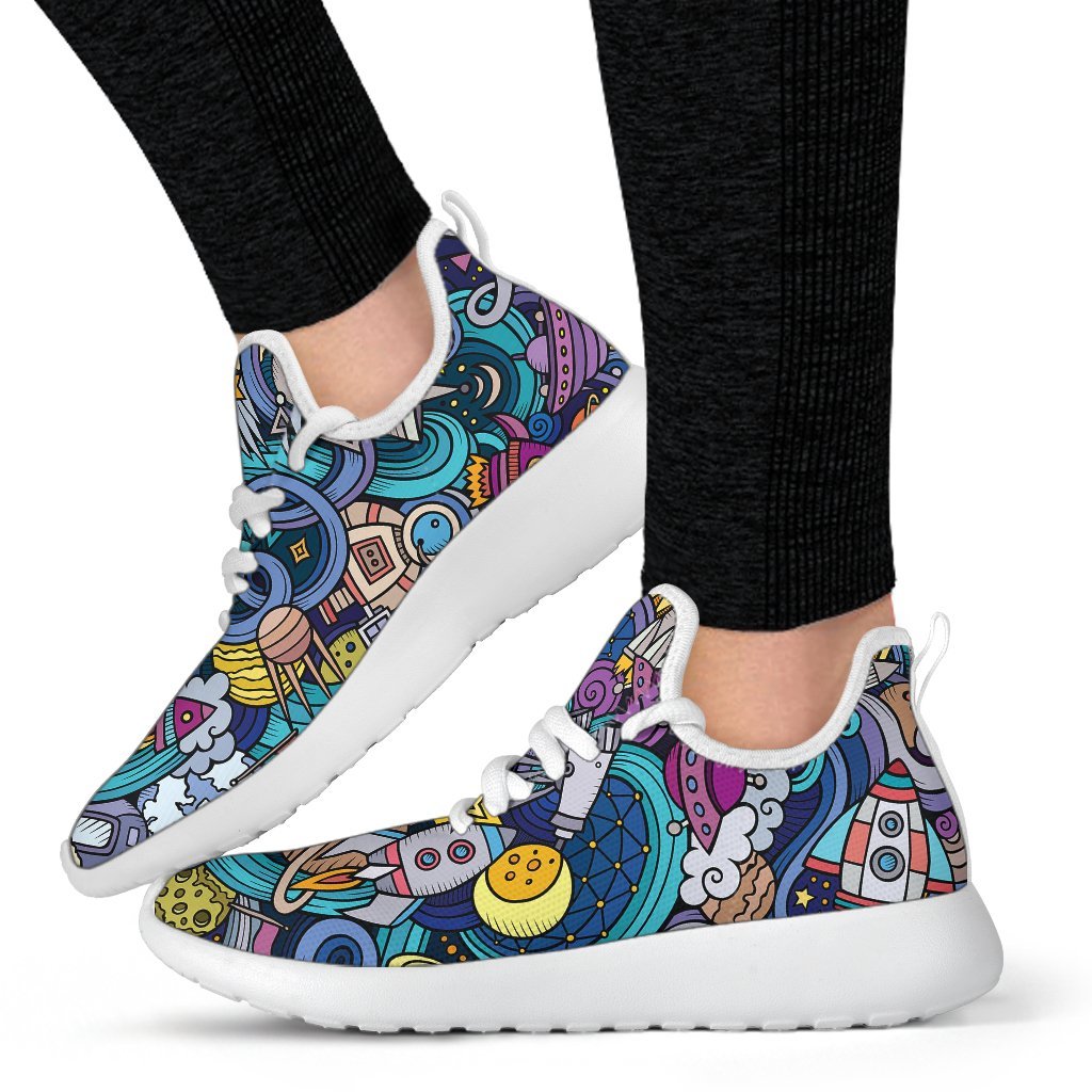Abstract Cartoon Galaxy Space Print Mesh Knit Shoes GearFrost