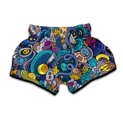 Abstract Cartoon Galaxy Space Print Muay Thai Boxing Shorts