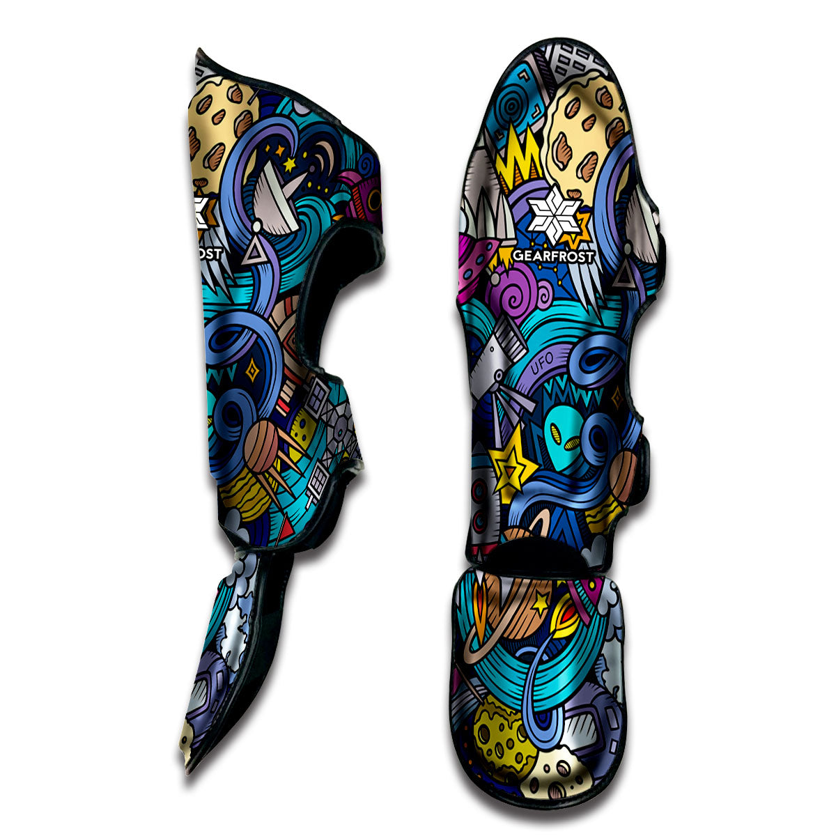 Abstract Cartoon Galaxy Space Print Muay Thai Shin Guard