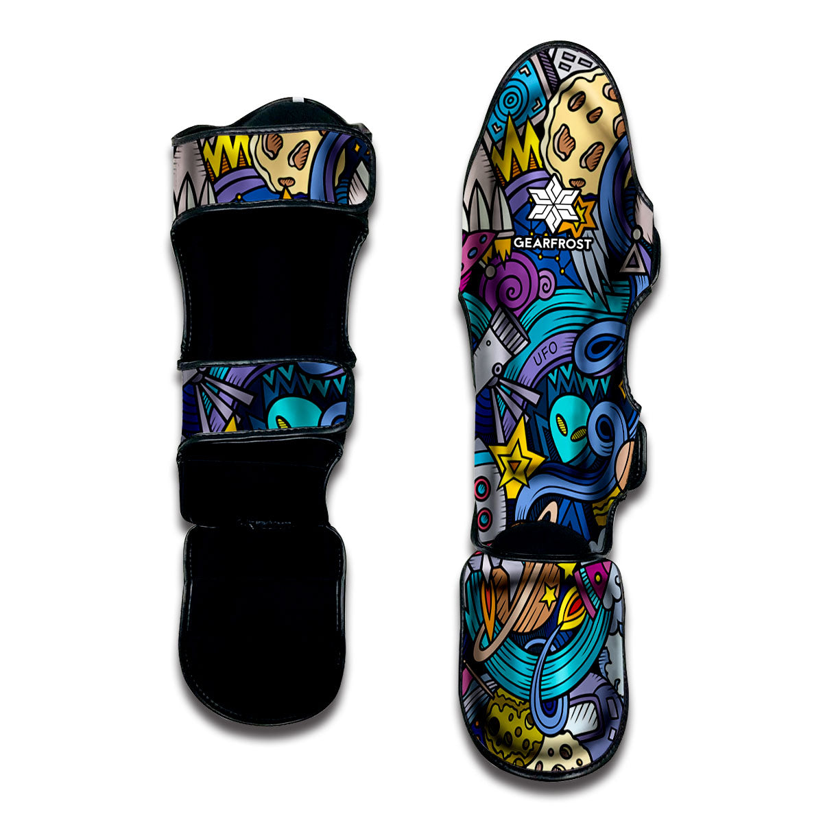 Abstract Cartoon Galaxy Space Print Muay Thai Shin Guard