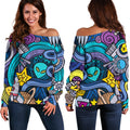 Abstract Cartoon Galaxy Space Print Off The Shoulder Sweatshirt