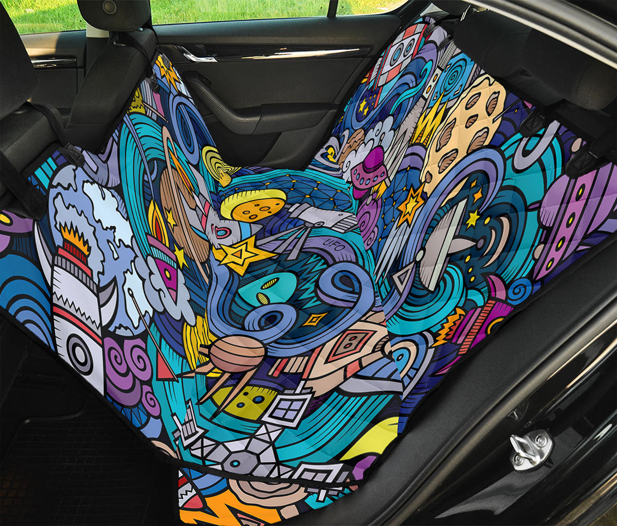 Abstract Cartoon Galaxy Space Print Pet Car Back Seat Cover
