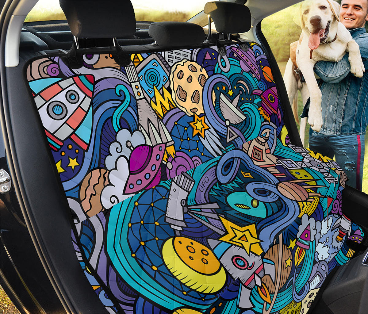 Abstract Cartoon Galaxy Space Print Pet Car Back Seat Cover