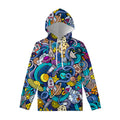 Abstract Cartoon Galaxy Space Print Pullover Hoodie