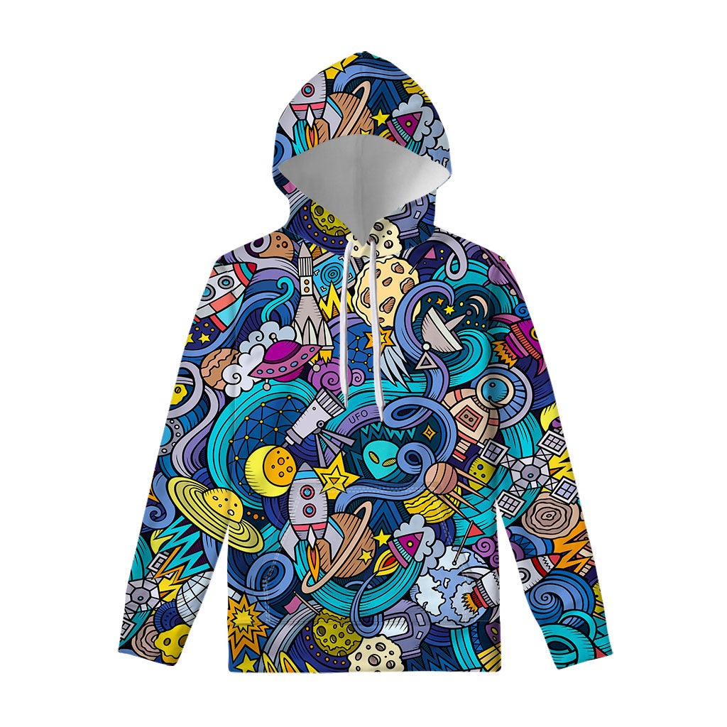 Abstract Cartoon Galaxy Space Print Pullover Hoodie